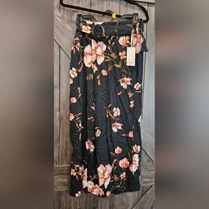 Candie's Black and Pink Floral A-Line Pants